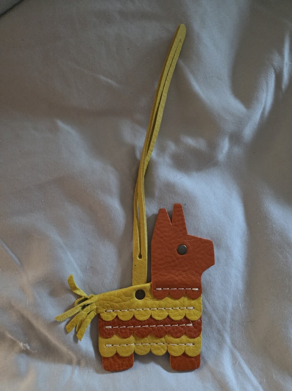 PLG Yellow & Orange Leather Llama Bag Charm